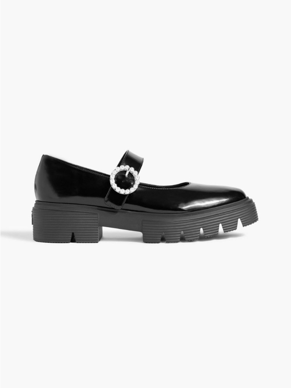 Stuart Weitzman Pearl‑Buckle Platform Mary Jane